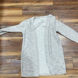 LOFT Light Gray Open-Front Cardigan